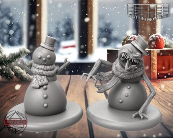 雪だるまミミックミニチュアセット |邪悪なフロスティ |ミミック | D&D 5e、パスファインダー、その他の RPG 用 | 28mm