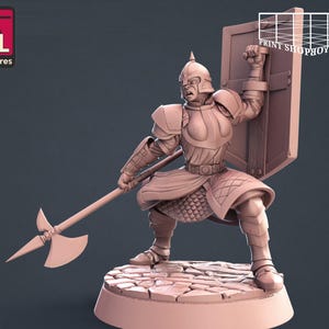 Gevechtsklare bewaker miniatuur | Strijdbare bewaker miniatuur | NPC stadsbewoner | voor TTRPG's zoals D&D of Pathfinder | 32 mm