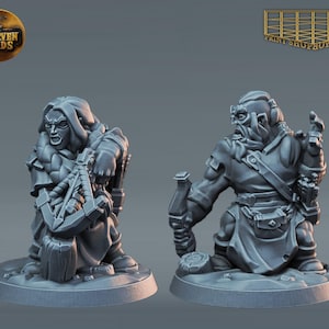 Dwarf Ranger Miniature Set | Dwarf Ranged Fighter Figure | Heroic Character | for D&D 5e, Pathfinder and other RPG&#39;s | 28mm | 32mm | 75mm