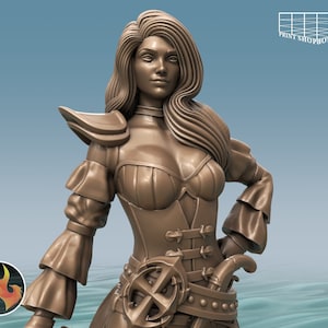Noble privateer miniature | Female Pirate Noble Miniature | for D&D 5e, Pathfinder and other RPG&#39;s | 28mm | 32mm | 75mm