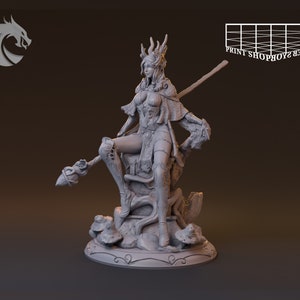 Forest Elf Mage Miniature | Female Elf Mage Miniature | for D&D 5e, Pathfinder and other RPG&#39;s | 28mm | 32mm | 75mm