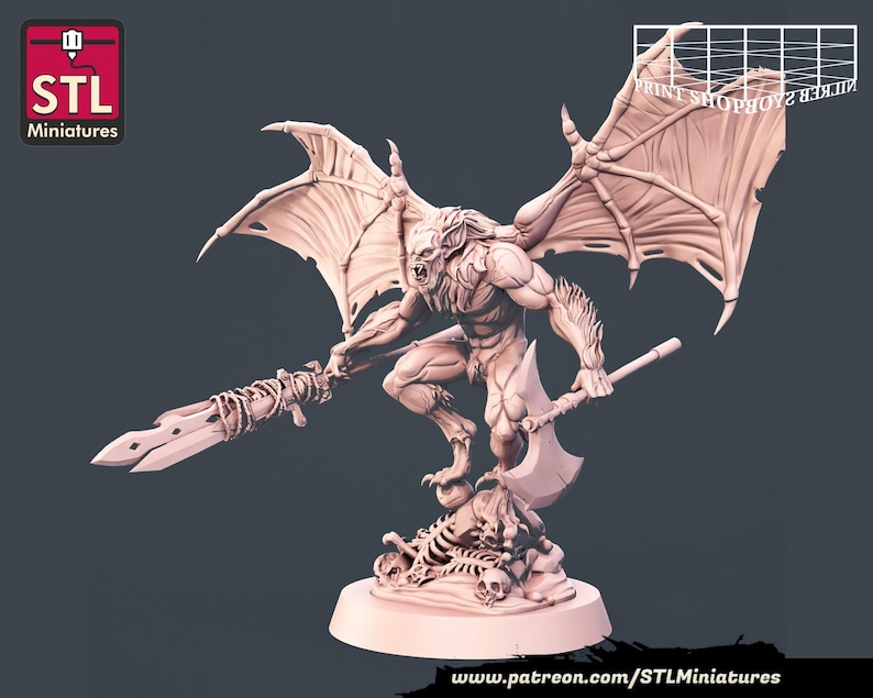 Vampire | Vampire Set | Tabletop Miniatures | STL Miniatures | 32mm | for RPGs like D&D or Pathfinder Winged Vampire