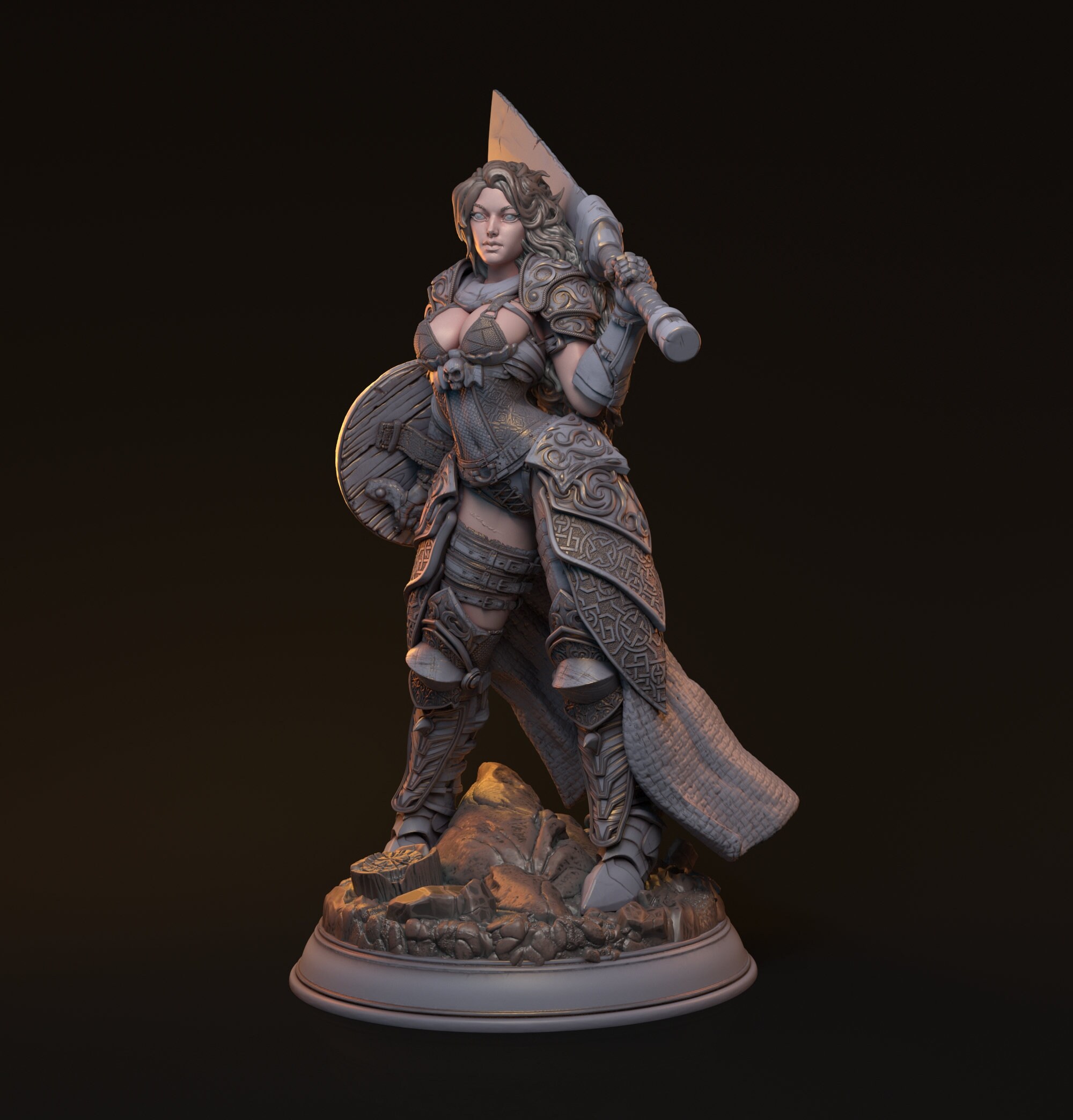 Mini Female Warrior Untrin Miniature | Female Fighter Miniature | for D&D 5e ...