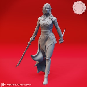 Dark Elf Rogue Miniature | Female Dark Elf Assassin Miniature | for D&D 5e, Pathfinder and other RPG&#39;s | 32mm