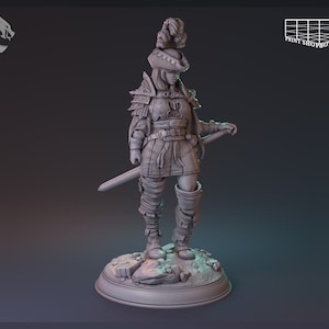 Pirate Captain Miniature | Female Sword Fighter | for D&D 5e, Pathfinder and other RPG&#39;s | 28mm | 32mm | 75mm