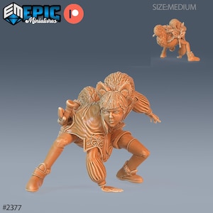 Figurine miniature de fille écureuil | Fille écureuil en position de combat | Pour D&D 5e, Pathfinder et autres jeux de rôle | 28 mm | EPIC Miniatures