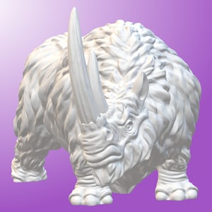 Woolly Rhinoceros Bull Miniature | Rhino Bull Miniature | for D&D 5e, Pathfinder and other RPG&#39;s