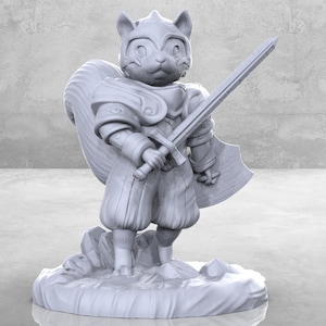 Squirrel Knight Miniature | Squirrel Knight Miniature | Heroic Character | Tabletop RPGs like D&D or Pathfinder | 28mm