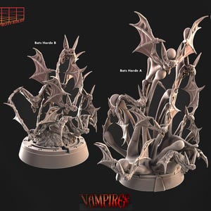 Horrific Bat Swarm Miniature Set | Bats Cloud Figure Pack | Cave Encounter | for D&D 5e, Pathfinder, and other RPGs | 32 mm
