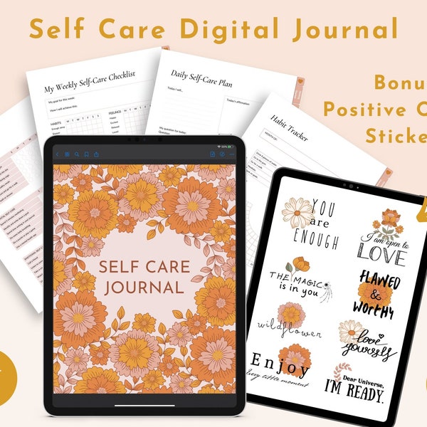 Self care planner, self love journal, self discovery workbook, mindfulness journal, self reflection digital journal