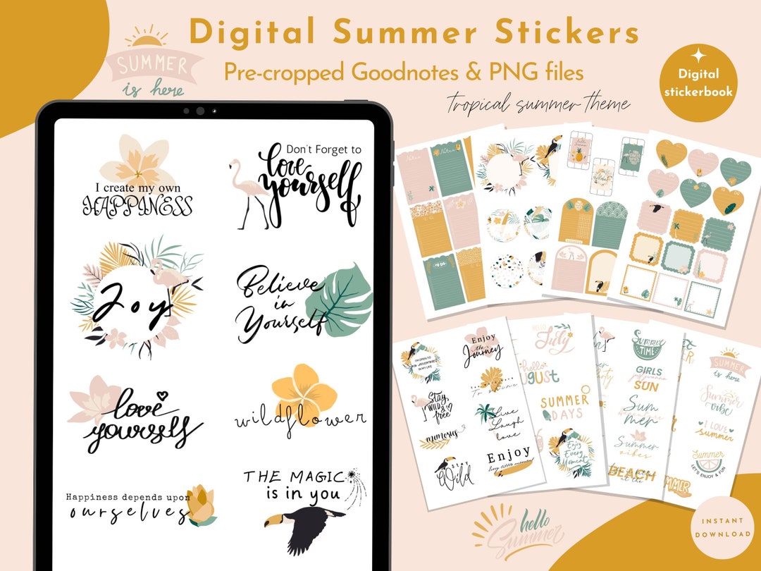 Summer Goodnotes Stickers for Digital Planners and Notebooks, Summer ...