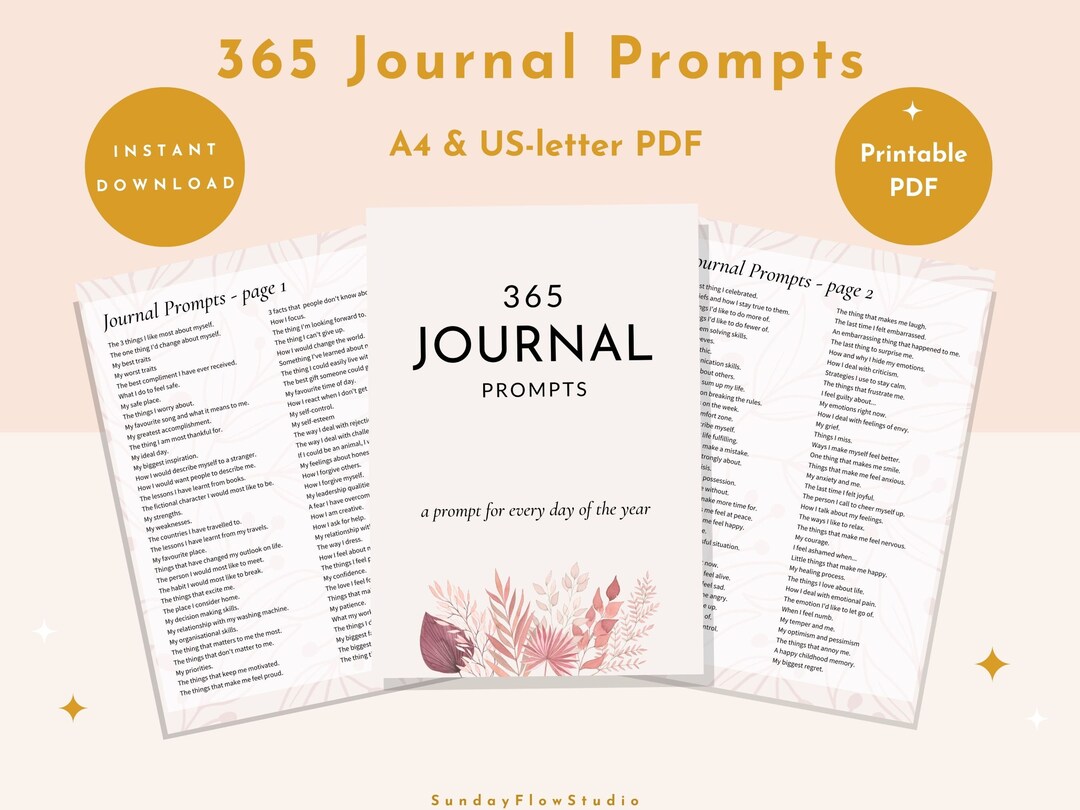 Journaling Prompts Printable Pdf Daily Journal Questions Etsy