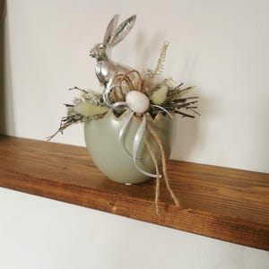 Ostergesteck, Osternest mit Hase, H 26cm haltbar Trockenblumen Osterdeko, Osterei Tischgesteck, keramikei Keramik Topf haltbar