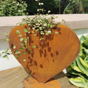 Hjärtformad kruka, blomkruka, trädgårdsdekoration, elegant rostfinish, 33 cm, Mors dag, Mors dag-present, bröllop, present, födelsedag