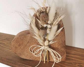 Holzherz mit Trockenblumen, 20cm,  Boho Style, Muttertagsgeschenk Holzdeko, Herzdeko, Herz, Trockenblumenstrauß, Mitbringsel, Geschenk Mutte