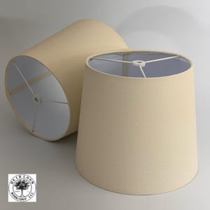 Tapered Lamp Shade, Off White Linen, Spider Washer Fitting for Harp, 8.5” tall 10” wide, Modern Rustic Home Décor MCM, Empire Pembroke Cone