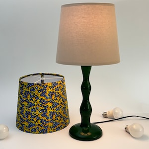 Painted Ash Hardwood Hand Turned Table Lamp, 21” Tall, Hunter Green, Organic Curvy Post, 10&quot; Tapered Lampshade, Modern Home Décor Desk Lamp