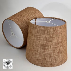 Tapered Lamp Shade, Mocha Sheer Fabric, Spider Washer Fitting for Harp, 8.5” tall 10” wide, Modern Home Décor MCM, Empire Pembroke Cone