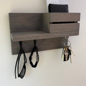 Eingangsbereich, Wandhalter, Eichen-Hartholz, Verwittertes Grau, Aufbewahrung für Schlüssel, Mantel, Hut, Post, Geldbörse, Brieftasche, Telefon, Geschenk Papa Mann, Studentenwohnheim