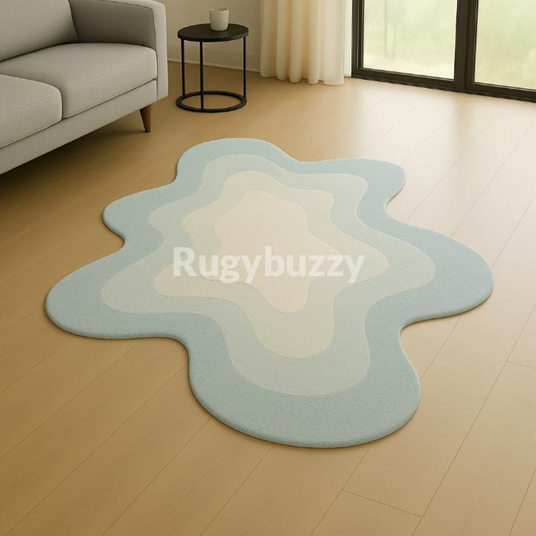 Pastel Organic Shape Rug – Light Toned Abstract Area Rug for Modern ...