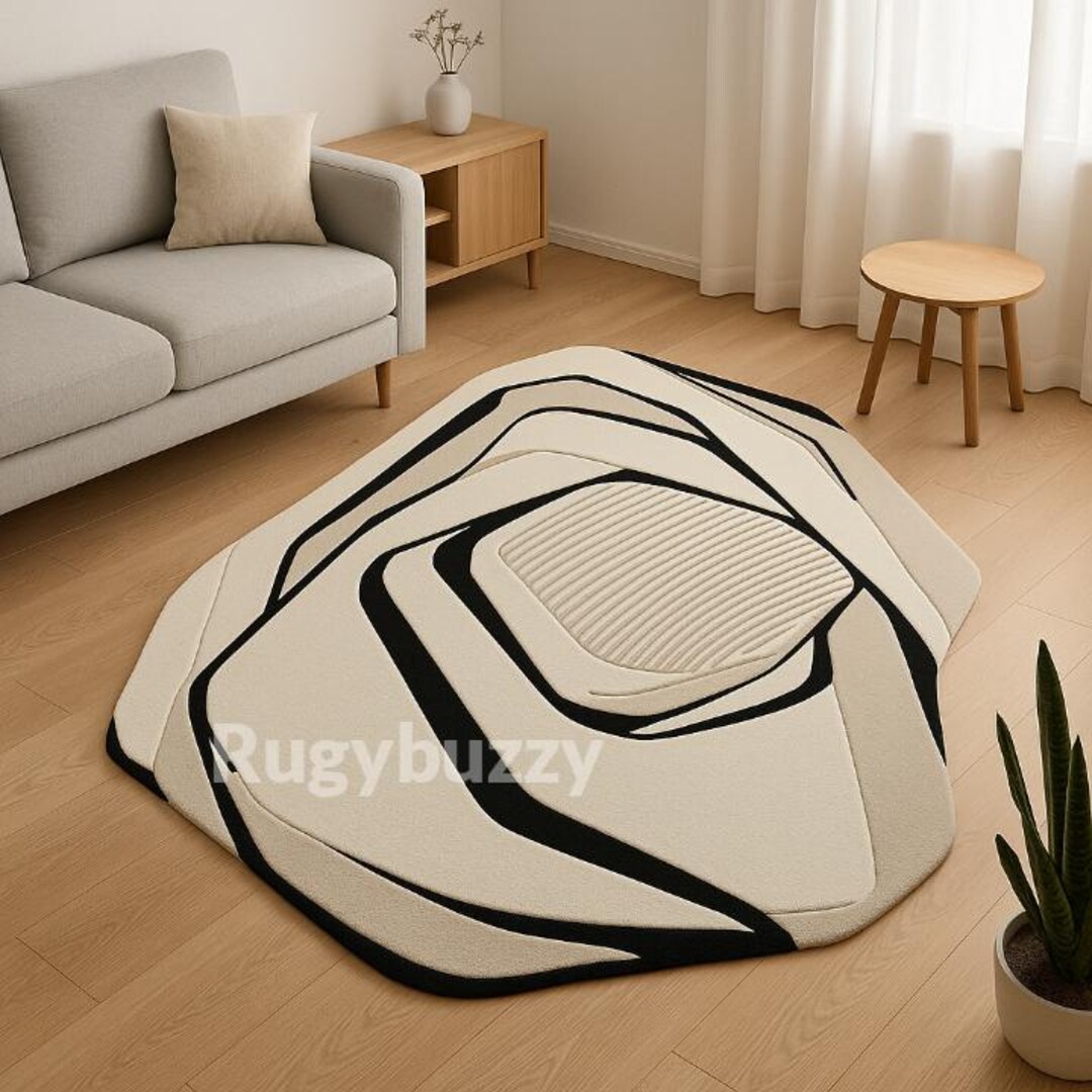 Zen Spiral Modern Minimalist Flow Rug Immerse Your Space in the Calming ...