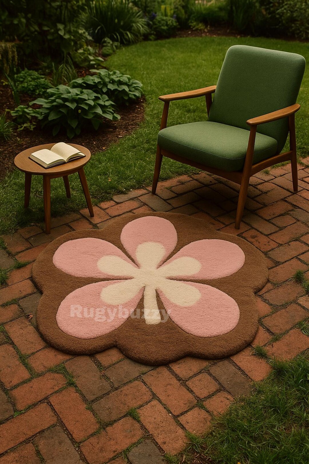 Pattern Floral Whimsical Rug Blossom Serenity Hand-tufted Flower Rug for Garden Charm | Whimsical ...