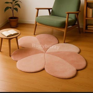 Blush Pink Flower Petal Rug – Soft Aesthetic Carpet for Cozy Boho Living Room & Bedroom Decor.