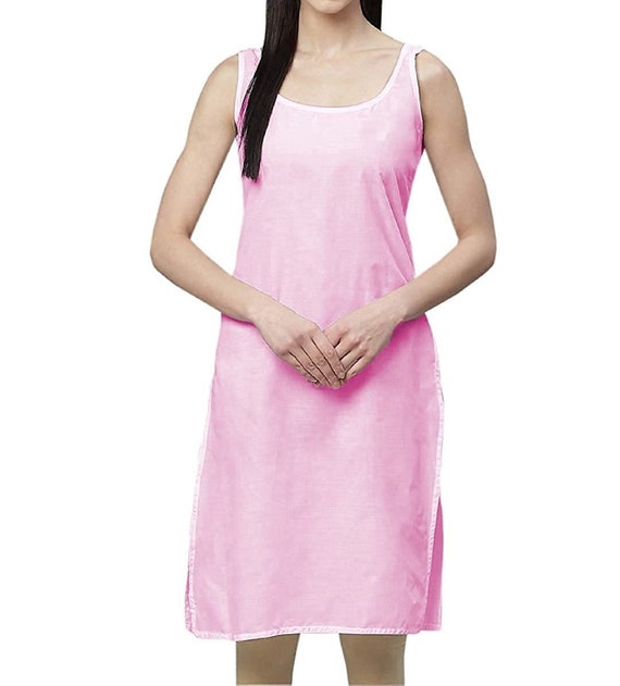 Women Inner Slips Cotton Fabric Pink Long Camisole for Women Cotton Lining  for Sheer Dresses Nightie Sheer Dress Sleeveless Sundress Gift 