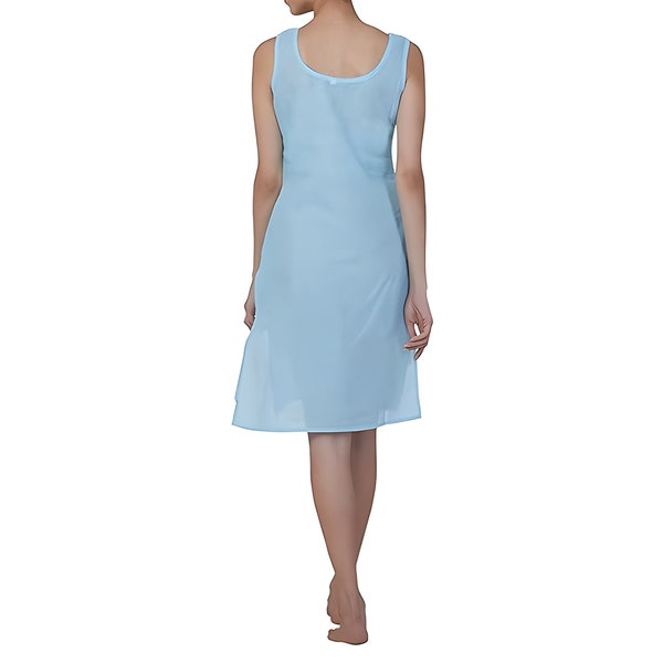 Sky Blue Color Inner Slips for Chikankari Kurti, Women Cotton Long Camisole Slips, Women Inner Slips.