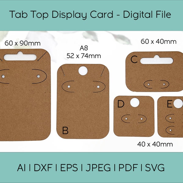 Earring display card template // 5 Variations // Digital File // Cricut, Glowforge, Beamo