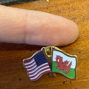 USA & Wales country friendship lapel pin and Wales country flag with brass and grommets pick of your choice
