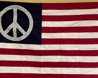 USA peace sewn  cotton embroidered  flags 3x5ft with brass and grommets