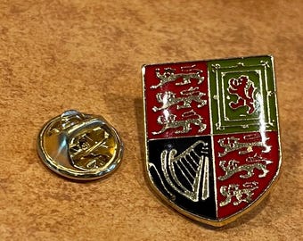 Uk royal history historical badge pin; hand stamped cloisonné pin