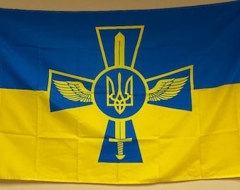 Ukrainian Printed Flag, Military Symbol, 3x5ft, Brass Grommets