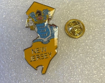 New Jersey State Flag Pin: Brass & Polyester Flags