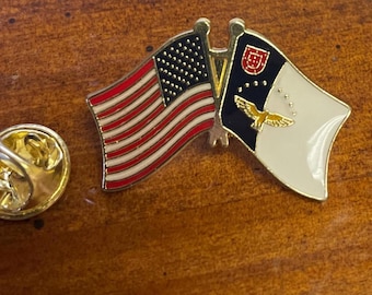 Vlag van de VS en de Azoren landvlag vriendschapsspeld met de hand gestempeld en gebakken afgewerkt cloisonnéspeld