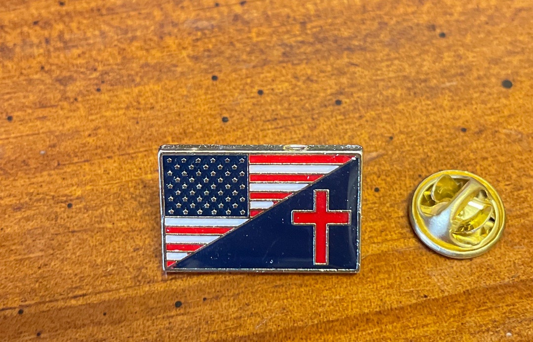 Not Religious Pin USA & Christian Flag Lapel Pin: Baked Cloisonné Pin - Etsy