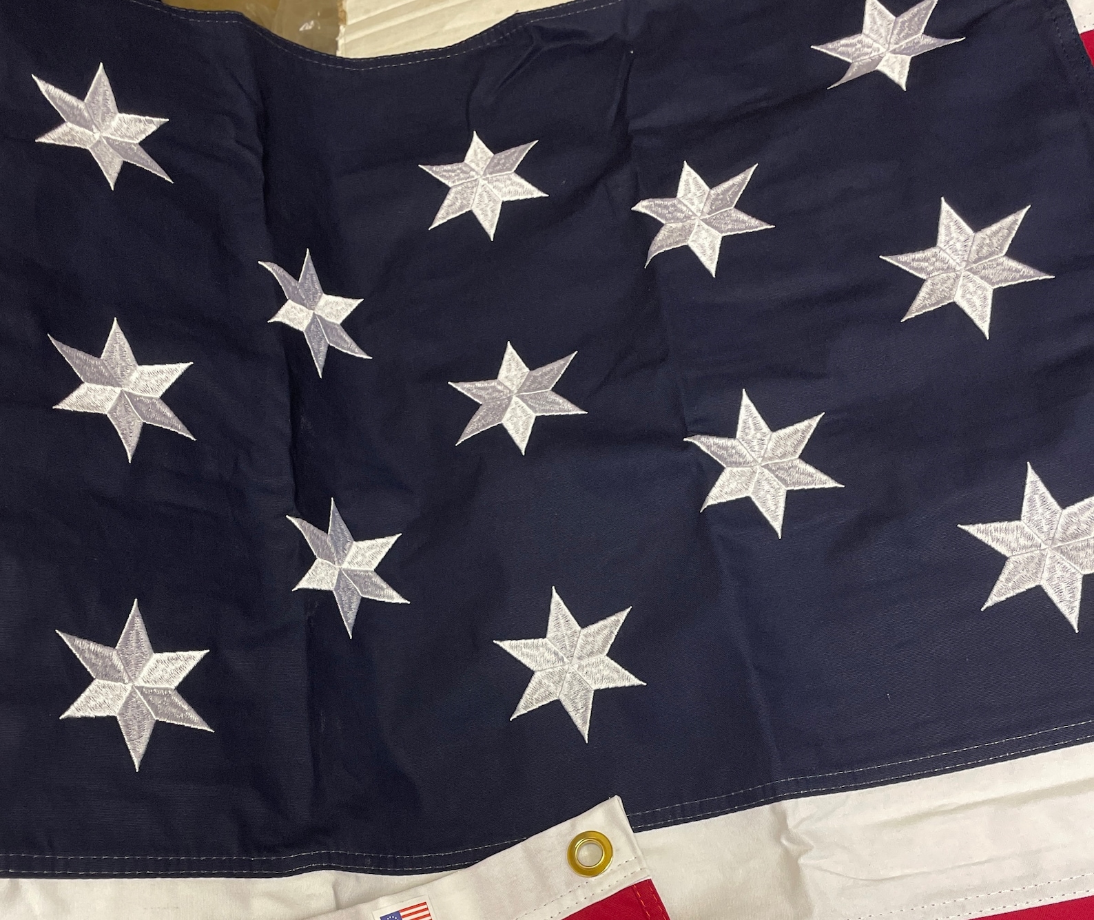 1777 Hopkinson US Civil Flag: Embroidered, Cotton Tea Stained 13 Stars ...