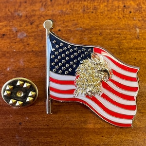 American Eagle flag pin ,Patriotic Eagles flag lapel pins Pick  of your choice hand stamped and baked finished cloisonné pins