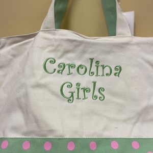 Carolina girls SC state flag  Sewn Embroidery Cotton Canvas Tote beach bag variations of different colors