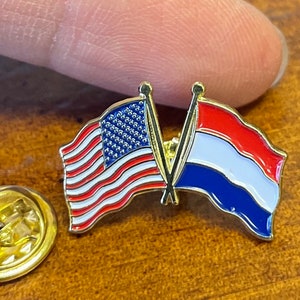 Netherlands Flag Lapel Pin: Hand Stamped Biker Hat Pin
