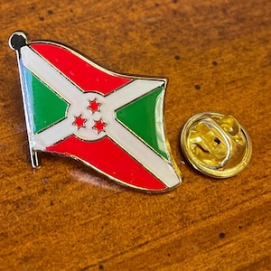 Burundi country flag pin hand stamped and baked finished cloisonné lapel pin