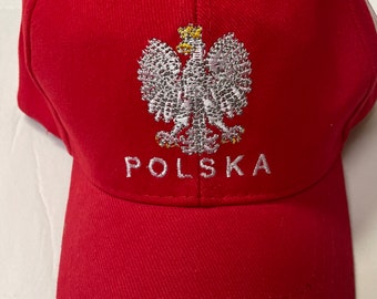 Polska、Polish、ポーランド ワシの刺繍入りユニセックス帽子 綿素材