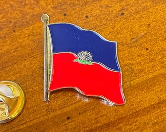 Haiti flag country lapel pin hand stamped and baked finished cloisonné pin