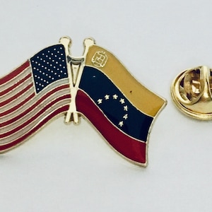 USA & Venezuela Friendship Lapel Pin: Cloisonne Flag Pin