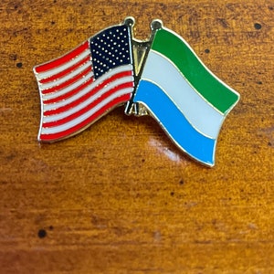 USA & Sierra Leone Friendship Pin: Hand Stamped Lapel Pin