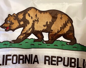 Embroidered and printed California Republic Flag with Brass
