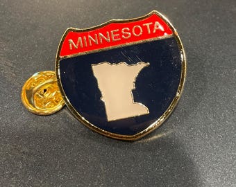 Minnesota new and old  State Map Lapel Pin: Cloisonné Style