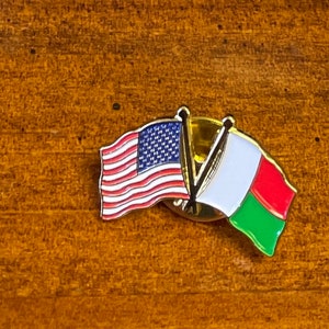 USA & Madagascar country flag friendship pin hand stamped and baked finished cloisonné pin