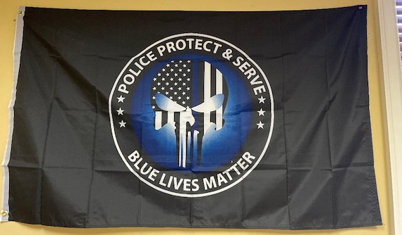 G128 Blue Lives Matter American USA Police Flag Embroidered Stars Sewn